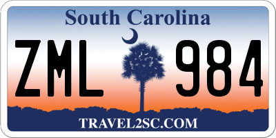 SC license plate ZML984