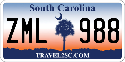 SC license plate ZML988