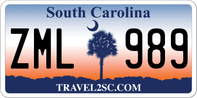 SC license plate ZML989