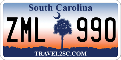 SC license plate ZML990
