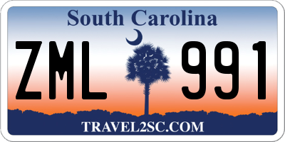SC license plate ZML991