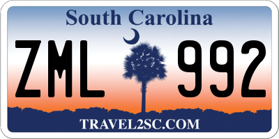 SC license plate ZML992