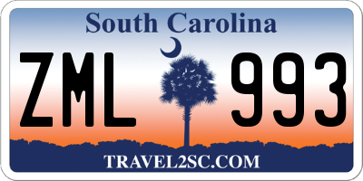SC license plate ZML993