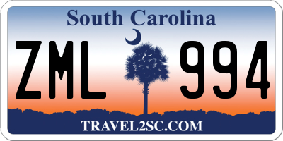 SC license plate ZML994