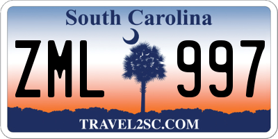 SC license plate ZML997