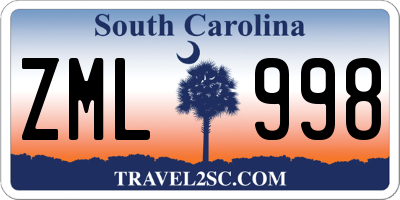 SC license plate ZML998