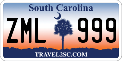 SC license plate ZML999