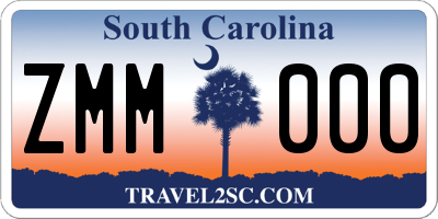 SC license plate ZMM000