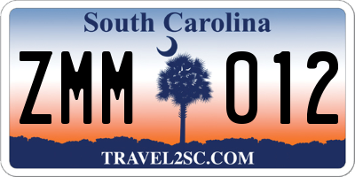 SC license plate ZMM012
