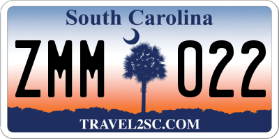 SC license plate ZMM022