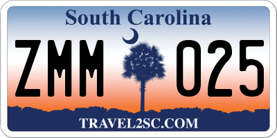 SC license plate ZMM025
