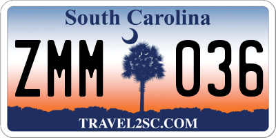 SC license plate ZMM036