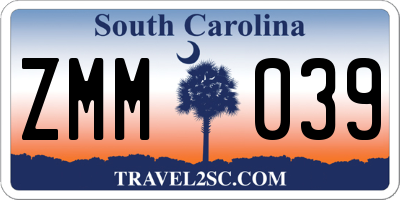 SC license plate ZMM039