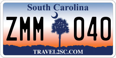 SC license plate ZMM040