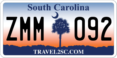 SC license plate ZMM092