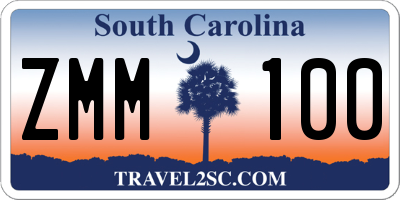 SC license plate ZMM100