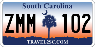 SC license plate ZMM102