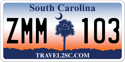 SC license plate ZMM103