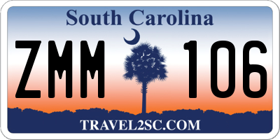 SC license plate ZMM106
