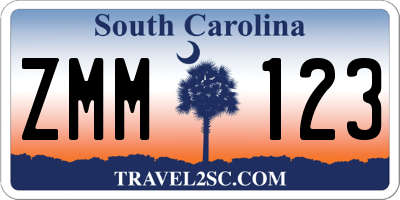 SC license plate ZMM123