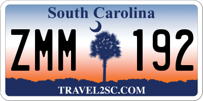SC license plate ZMM192