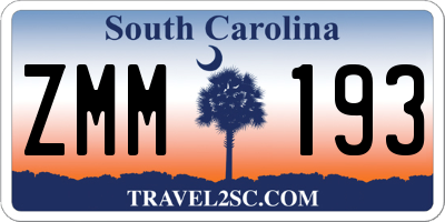SC license plate ZMM193
