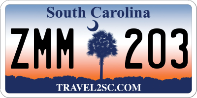 SC license plate ZMM203