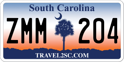 SC license plate ZMM204