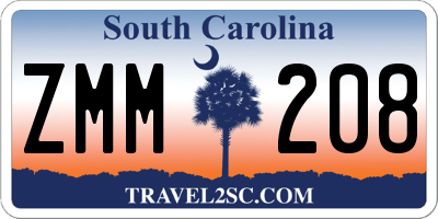 SC license plate ZMM208