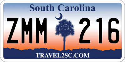 SC license plate ZMM216