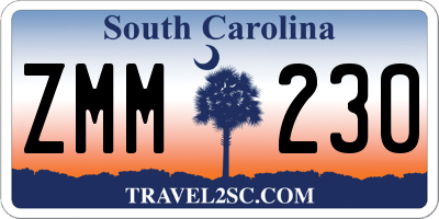 SC license plate ZMM230