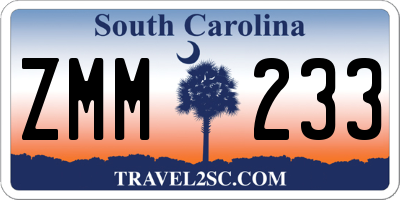 SC license plate ZMM233