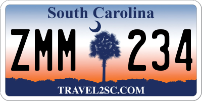 SC license plate ZMM234