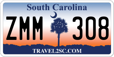 SC license plate ZMM308