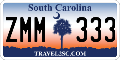 SC license plate ZMM333