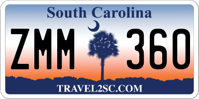 SC license plate ZMM360