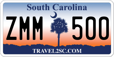 SC license plate ZMM500