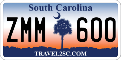 SC license plate ZMM600