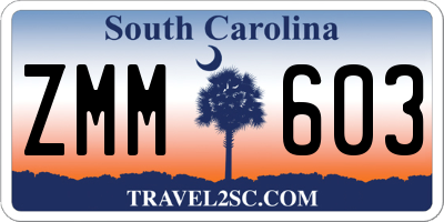 SC license plate ZMM603
