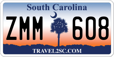 SC license plate ZMM608