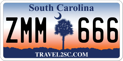 SC license plate ZMM666