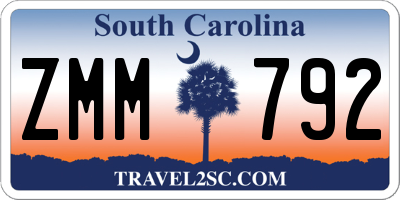SC license plate ZMM792