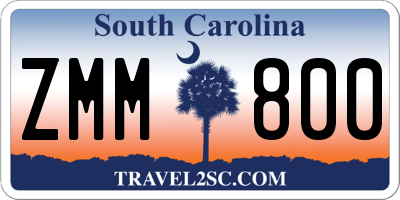 SC license plate ZMM800