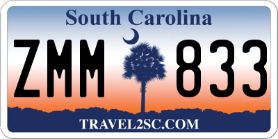 SC license plate ZMM833