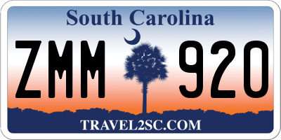 SC license plate ZMM920