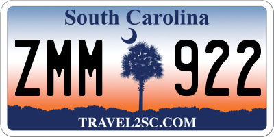 SC license plate ZMM922