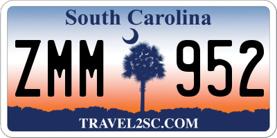 SC license plate ZMM952