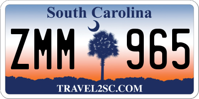 SC license plate ZMM965