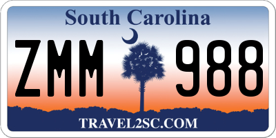SC license plate ZMM988