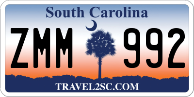 SC license plate ZMM992